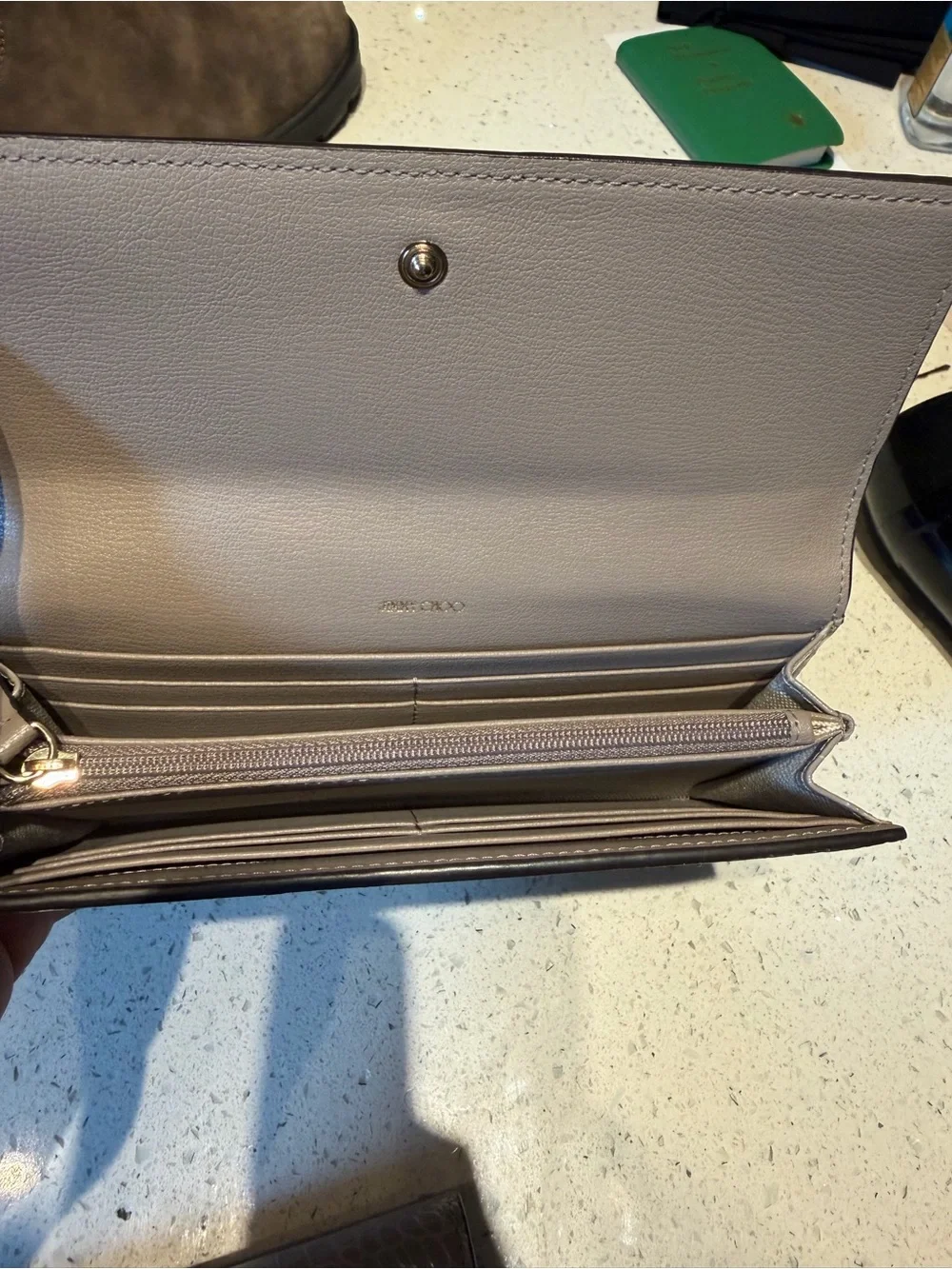 Jimmy Choo Sand Croc-Embossed Continental Wallet with Gold Hardware